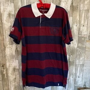 Aeropostale rugby blue and maroon short sleeve collared shirt XL